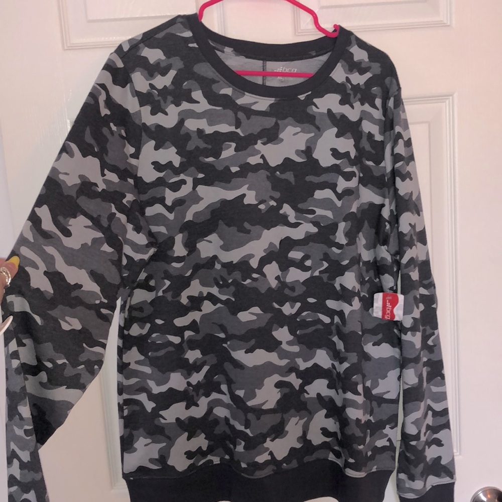 Grey Camo Crew Neck Pullover